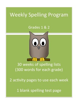 Preview of Weekly Spelling Program for Grades 1 and 2, Includes 30 Word Lists + more