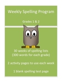 Weekly Spelling Program for Grades 1 and 2, Includes 30 Wo