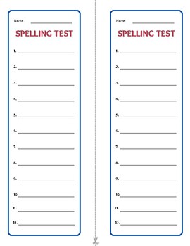 Preview of Weekly Spelling Test - Half Page