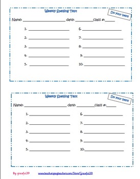 Preview of Spelling Test Worksheet