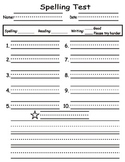 Weekly Spelling Test with Reading Fluency Grade