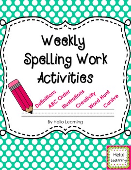 Preview of Weekly Spelling Work Practice Packet