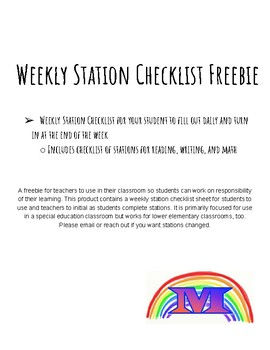 Preview of Weekly Station Checklist