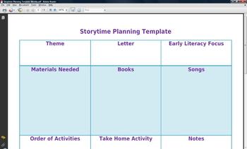 Preview of Weekly Storytime Planning Sheet