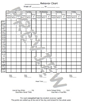 Preview of Weekly Student Behavior Conduct Charts