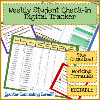 Preview of Weekly Student Check In Data Tracking Sheets in Google Sheets with Formulas