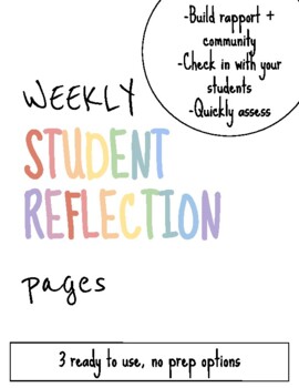 Preview of Weekly Student Check In | Friday Exit Ticket | Weekly Self Reflection