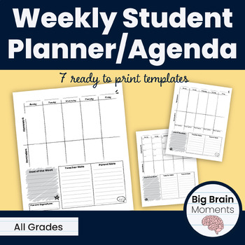 Preview of Weekly Student Homework Agenda │ Student Planner │ Communication Log