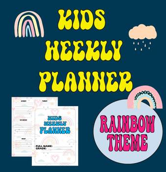 Preview of Weekly Student kids Planner Pages | Pastel Rainbow themes for Organizing tasks