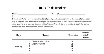 Preview of Weekly Task Tracker