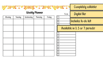 Preview of Weekly Teacher Planner (Bee Theme)
