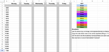 Preview of Weekly Therapy Schedule Template (by 15 minute blocks)