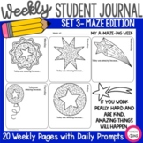 Weekly Student Journal Quick Write Prompts Set 3 Mazes Theme