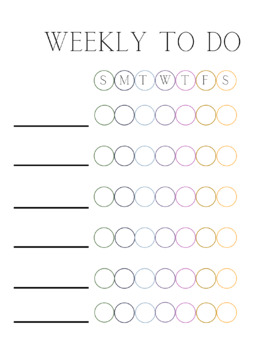 Preview of Weekly To Do Kid's Homework and Activity Tracker