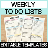 Weekly To Do List - Editable Teacher To Do List