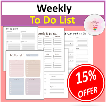 Preview of Weekly To Do List & Planner - Editable Teacher To Do List - Weekly Teacher Notes