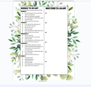 Preview of Weekly To-Do List Template|Teacher Organization|Editable|Weekly Planner
