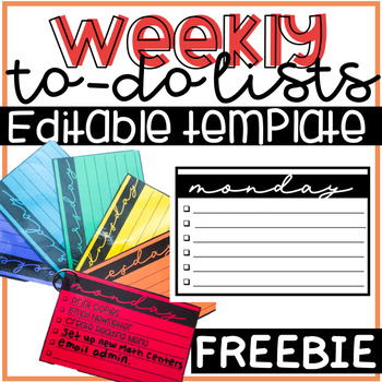 Preview of Weekly To Do Lists Editable Templates