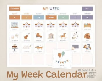 Preview of Weekly Visual Routine Charts with Cards / Editable Weekly Routine