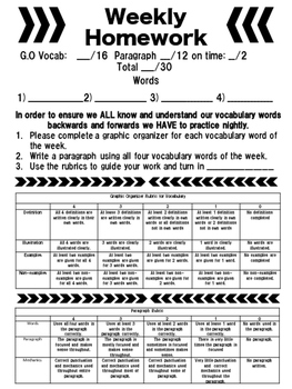 vocabulary homework activities