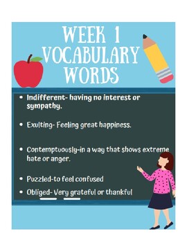 Preview of Weekly Vocabulary- LEAP/PARCC Vocab Words Week 1