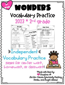 Preview of Weekly Vocabulary Practice Wonders 2020 & 2023 2nd Grade