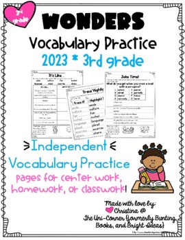 Preview of Weekly Vocabulary Practice Wonders 2023 3rd Grade