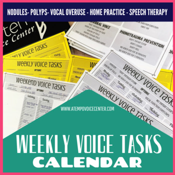 Preview of Weekly Voice Task Calendar for Speech Therapy