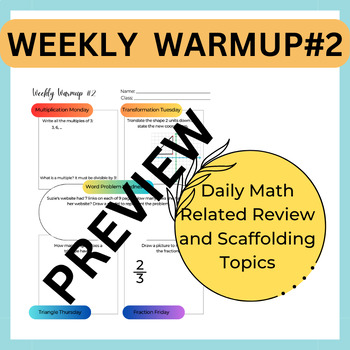 Preview of Weekly Warm-Up #2 for Middle/High School Mathematics Bell Ringer