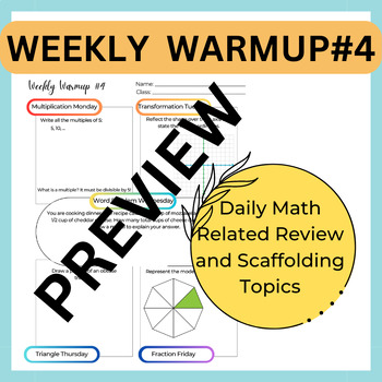 Preview of Weekly Warm-Up #4 for Middle/High School Mathematics Bell Ringer