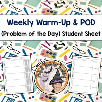 Preview of Back to School Math Weekly Warm-Up Griddable + Math Problem of the Day Printable