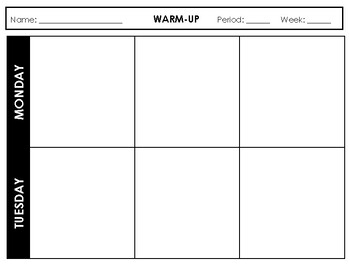 Preview of Weekly Warm Up Sheet