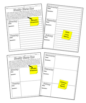 Weekly Warm Up Sheets By Got Science Education Tpt