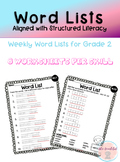 Weekly Word Lists Structured Literacy