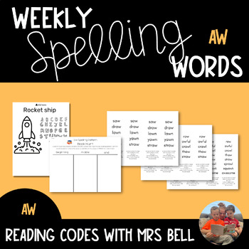 Preview of Weekly Word Lists for aw | Spelling Pattern Activity | Science of Reading