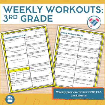 Preview of Weekly Workouts Language Arts 3rd Grade Preview/Review Weekly Activities