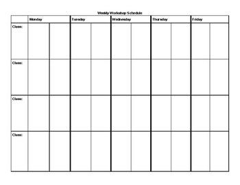 Weekly Workshop Schedule by Mittens and Ace | TPT