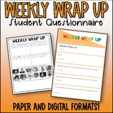 Weekly Wrap Up Student SEL Questionnaire with Pictures