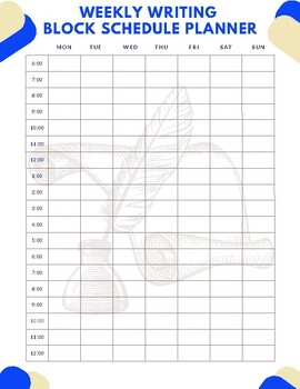 Preview of Weekly Writing Block Schedule Planner