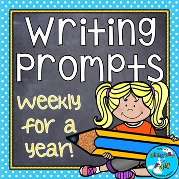 Preview of Weekly Writing Prompts for a Year! ⭐Editable⭐ Distance Learning Compatible