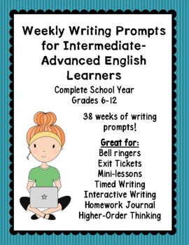 Preview of Weekly Writing Prompts for Intermediate ELs