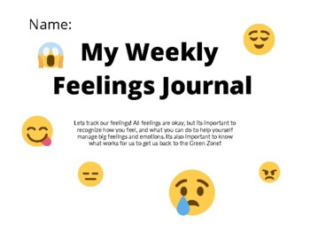 Preview of Weekly ZONES Feelings Journal