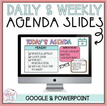 Weekly And Daily Agenda Slides For Google Classroom Tpt