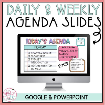 Preview of Weekly and Daily Agenda Slides for Google Classroom