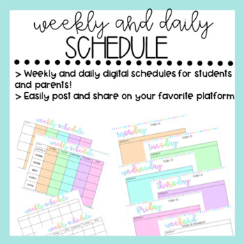 Preview of Weekly and Daily Schedule Template • Digital
