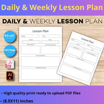 Preview of Weekly and daily lesson plan template editable