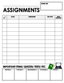 Weekly assignment tracker