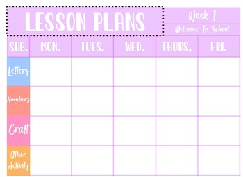 Weekly lesson plan Template by Rebecca Brown | TPT