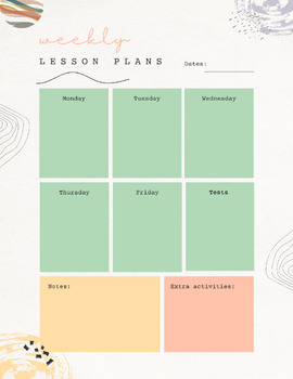 Preview of Weekly lesson plan template (customizable)