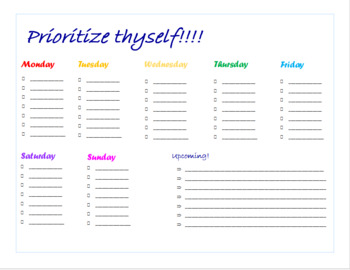 Preview of Weekly organizer (Prioritize Thyself)